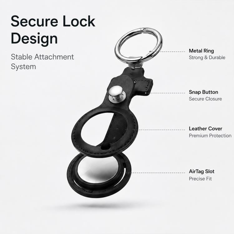 XDcase Double-sided Hollow Vegan Leather Protective Case with Metal Ring, For AirTag 2nd Gen / AirTag 1st Gen