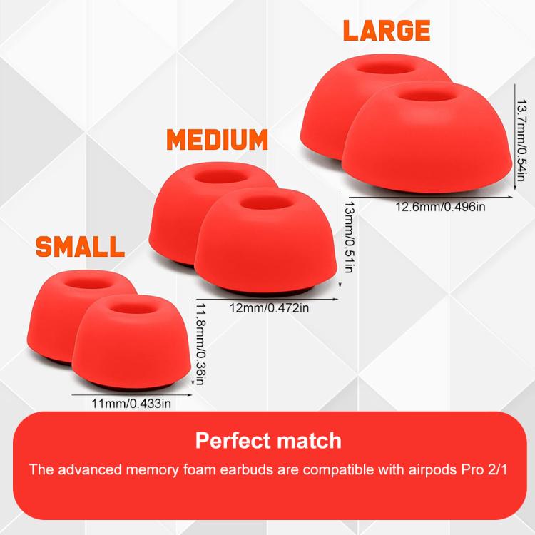 XDcase 3 Pairs Replacement Memory Foam Ear Tips Kit, S/M/L Size, Cleaning Pen Color Random, For AirPods Pro 1 / 2