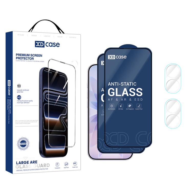 XDcase 2 Pairs HD Tempered Glass Screen Protector + Transparent Lens Protector, For iPhone 17 Pro Max, For iPhone 17 Pro, For iPhone 17, For iPhone Air