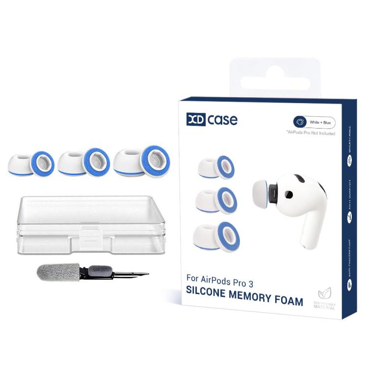 XDcase 3 Pairs Replacement Silicone Sponge Ear Tips Kit, S/M/L Size, Cleaning Brush Color Random, 3 Pairs S/M/L Size(White Black), 3 Pairs S/M/L Size(White Grey), 3 Pairs S/M/L Size(White Blue), 3 Pairs S/M/L Size(Black Orange), 3 Pairs S/M/L Size(Blac...