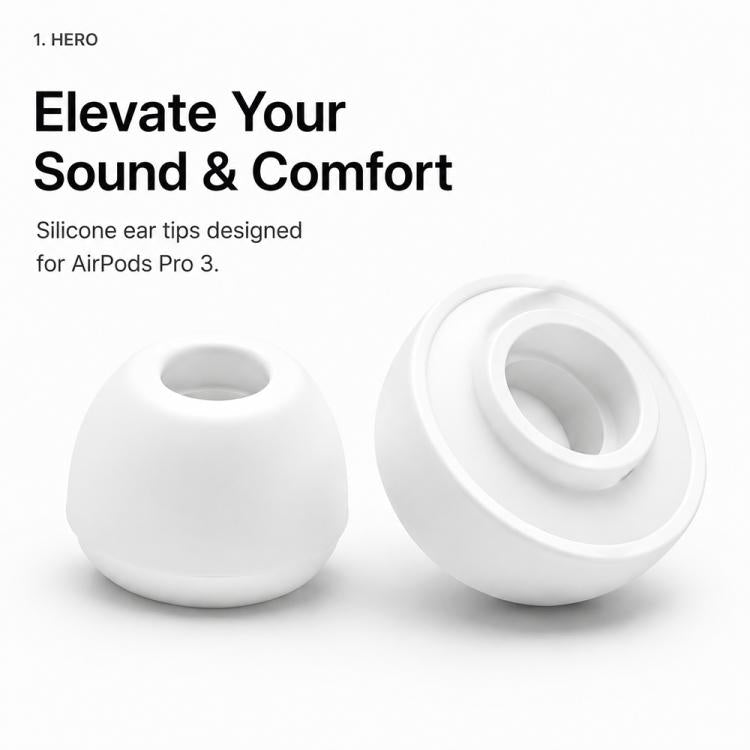 XDcase 5 Pairs Replacement Silicone Ear Tips Kit, L/M/S/XS/XXS Size, For AirPods Pro 3