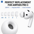 XDcase 5 Pairs Replacement Silicone Ear Tips Kit, L/M/S/XS/XXS Size, For AirPods Pro 3