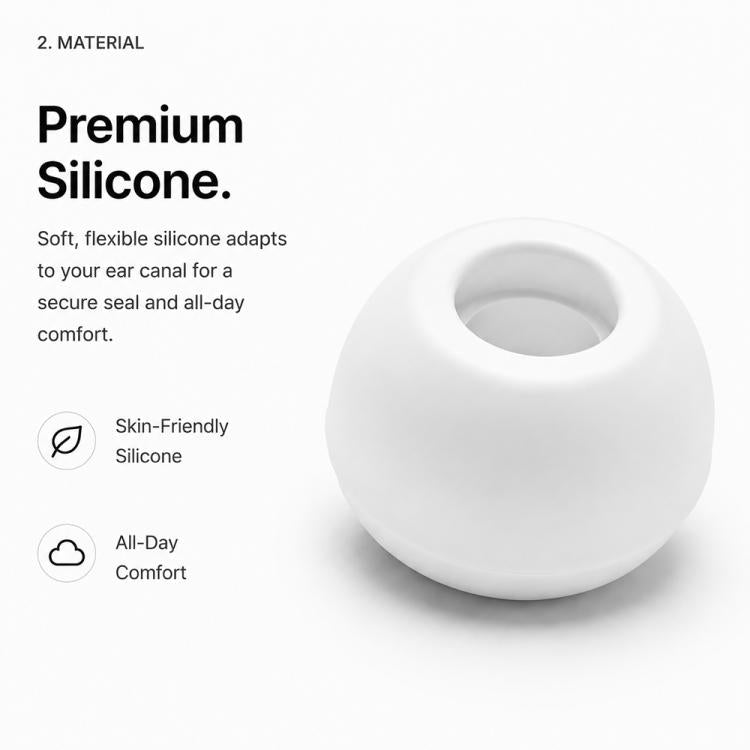 XDcase 5 Pairs Replacement Silicone Ear Tips Kit, L/M/S/XS/XXS Size, For AirPods Pro 3
