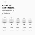 XDcase 5 Pairs Replacement Silicone Ear Tips Kit, L/M/S/XS/XXS Size, For AirPods Pro 3