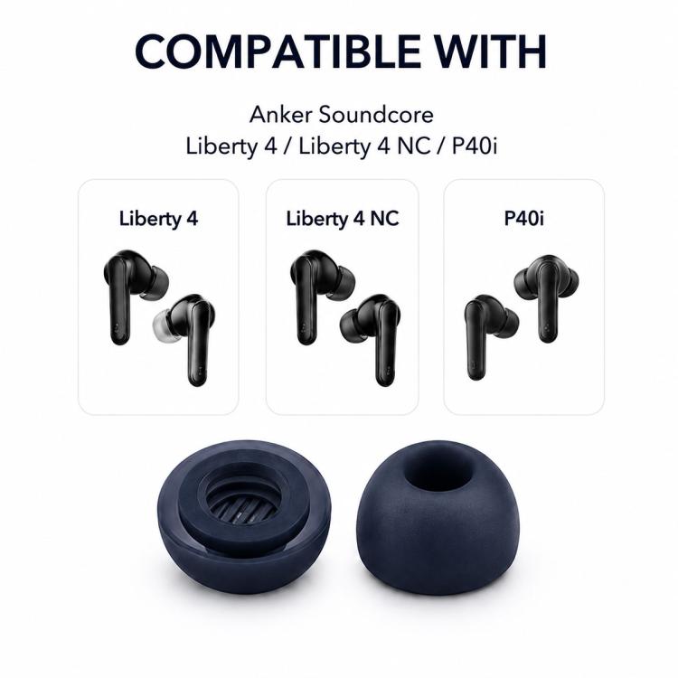 XDcase 3 Pairs Replacement Silicone Ear Tips Kit, S/M/L Size, Cleaning Brush Color Random, For Anker Soundcore Liberty 4 / 4 NC