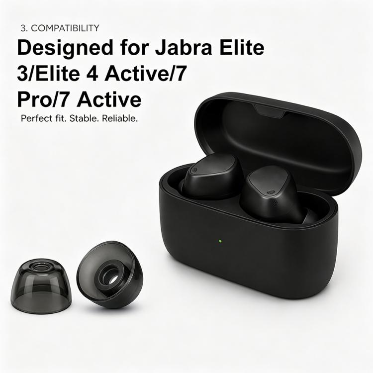 XDcase 6 Pairs Replacement Silicone Ear Tips Kit, S/M/L Size, Cleaning Brush Color Random, For Jabra Elite 3 / 4 / 7 Pro / 7 Active