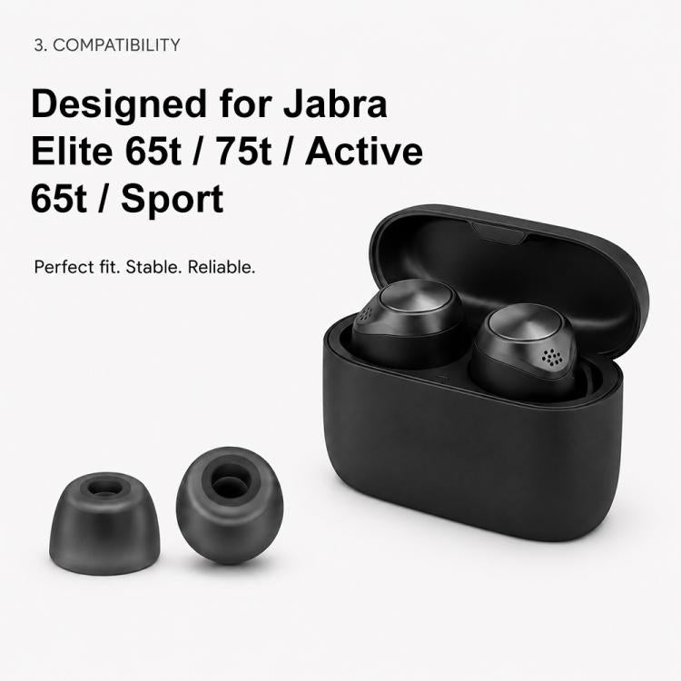 XDcase 6 Pairs Replacement Silicone Ear Tips Kit, S/M/L Size, Cleaning Brush Color Random, For Jabra Elite 65t / 75t / Active 65t