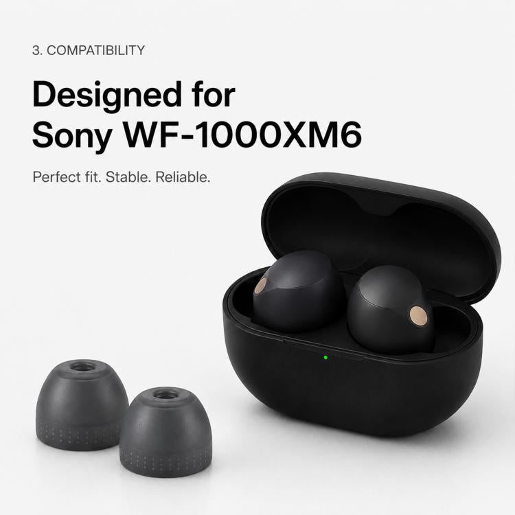 XDcase 6 Pairs Replacement Silicone Ear Tips Kit, S/M/L Size, Cleaning Brush Color Random, For Sony WF-1000XM6 / XM5 / XM4