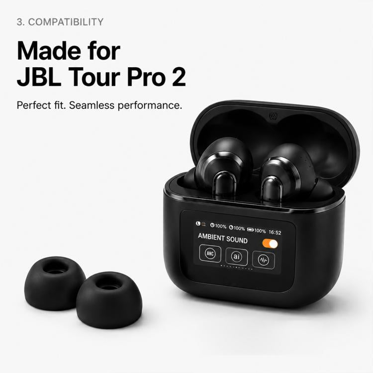 XDcase 3 Pairs Replacement Silicone Ear Tips Kit, S/M/L Size, Cleaning Brush Color Random, For JBL Tour Pro 2 / Tour Pro 3