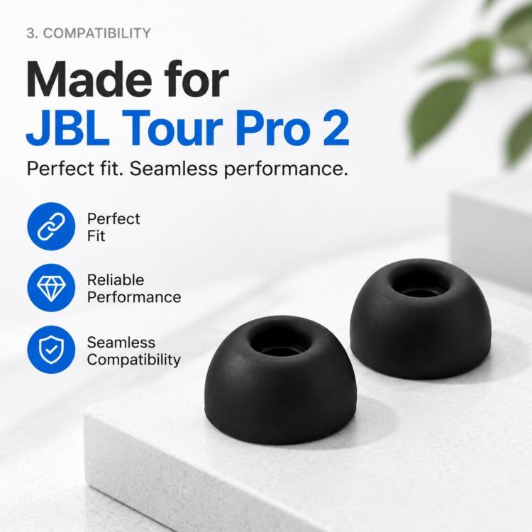 XDcase 3 Pairs Replacement Silicone Ear Tips Kit, S/M/L Size, Cleaning Brush Color Random, For JBL Tour Pro 2 / Tour Pro 3
