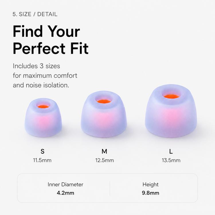 XDcase 3 Pairs Replacement Silicone Ear Tips Kit, S/M/L Size, Cleaning Brush Color Random, For JBL Tune 230NC TWS