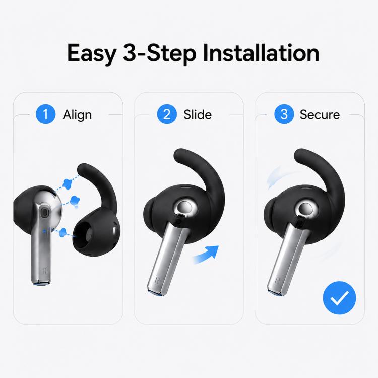 XDcase 3 Pairs Silicone Anti-slip Sports Ear Caps with Storage Case & Carabiner, For Galaxy Buds3 / 3 Pro