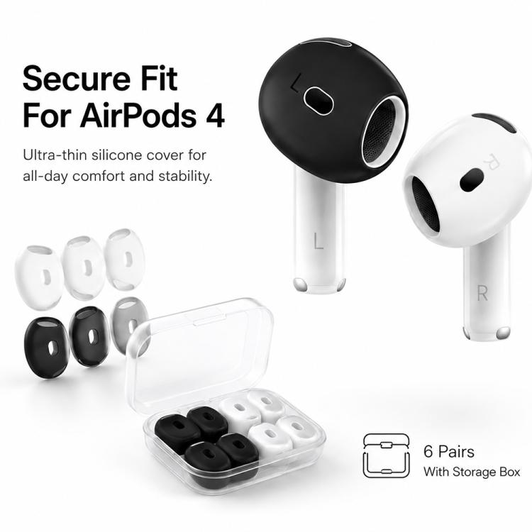 XDcase 6 Pairs Silicone Anti-slip Sports Ear Covers Kit, Cleaning Brush Color Random, For AirPods 5 / 4, For AirPods Pro 3, For Apple EarPods