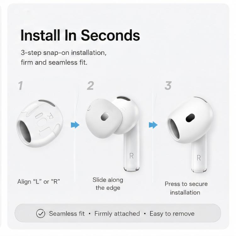 XDcase 6 Pairs Silicone Anti-slip Sports Ear Covers Kit, Cleaning Brush Color Random, For AirPods 5 / 4, For AirPods Pro 3, For Apple EarPods