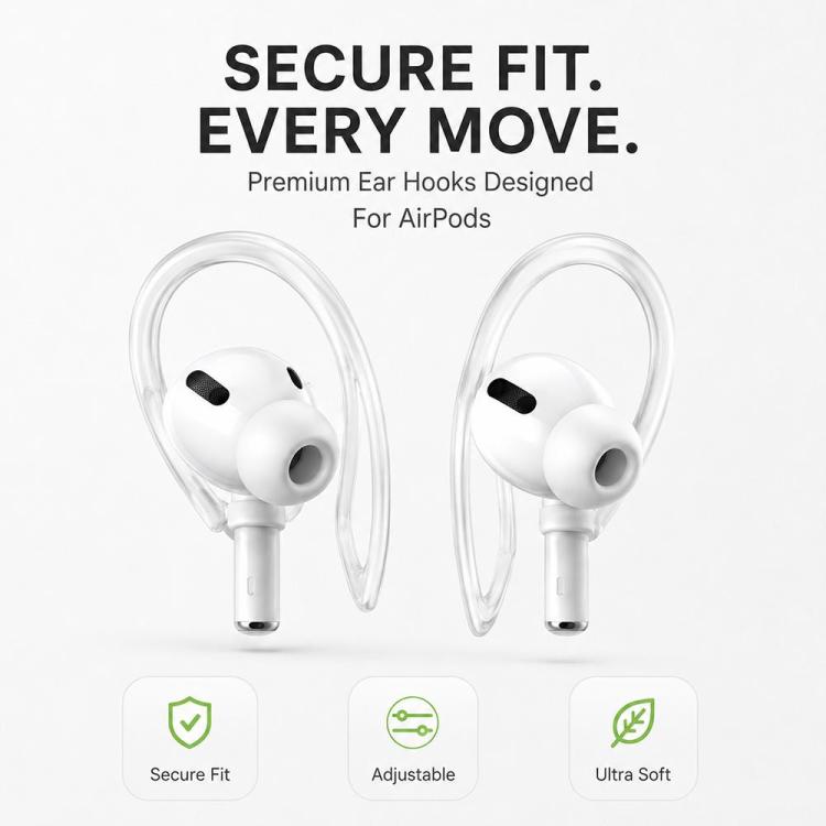 XDcase 3 Pairs Soft Rubber Anti-slip Sports Ear Hooks, For AirPods 3/2/1 & Pro 3/2/1