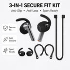 XDcase Silicone Sports Anti-Slip Ear Covers & Ear Hooks & Anti-Lost Strap Combo Set, For Galaxy Buds3 Pro