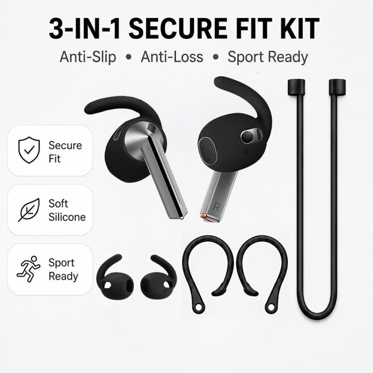 XDcase Silicone Sports Anti-Slip Ear Covers & Ear Hooks & Anti-Lost Strap Combo Set, For Galaxy Buds4, For Galaxy Buds3 Pro, For Galaxy Buds3