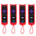 XDcase 4pcs Cute Cat Ears Silicone Protective Case with Mini Strap, For TCL Roku TV Remote