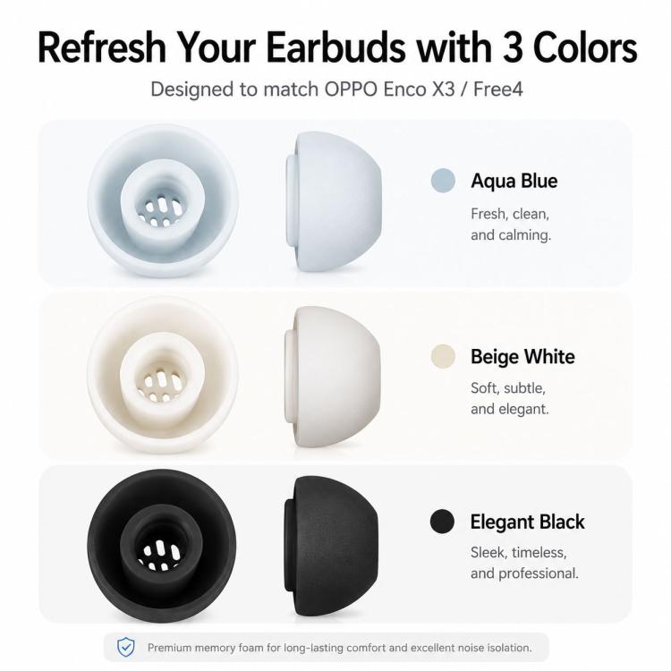 XDcase 3 Pairs Replacement Silicone Ear Tips Kit, S/M/L Size, Cleaning Brush Color Random, For OPPO Enco X3 / Free4