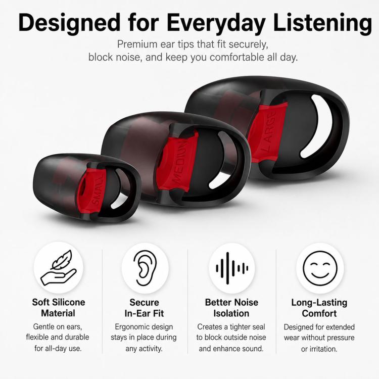 XDcase 3 Pairs Replacement Silicone Ear Tips Kit, S/M/L Size, Cleaning Brush Color Random, For HyperX Cloud EarBuds