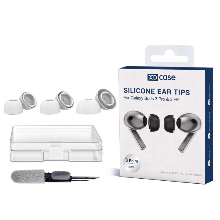 XDcase 3 Pairs Silicone Ear Tips Kit, S/M/L Size, Cleaning Brush Color Random, For Galaxy Buds3 Pro / 4 Pro / 3 FE