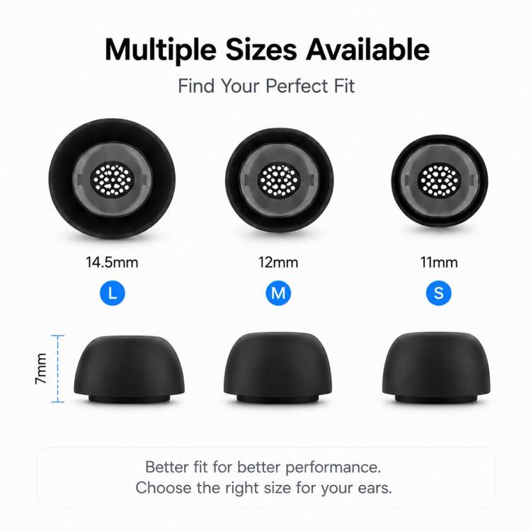 XDcase 3 Pairs Silicone Ear Tips Kit, S/M/L Size, Cleaning Brush Color Random, For Galaxy Buds3 Pro / 4 Pro / 3 FE