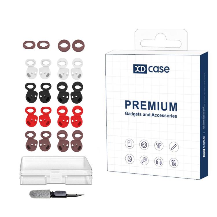 XDcase 10 Pairs Silicone Ear Tips & Ear Hooks Kit, Left & Right S/L Size, Cleaning Brush Color Random, 10 Pairs