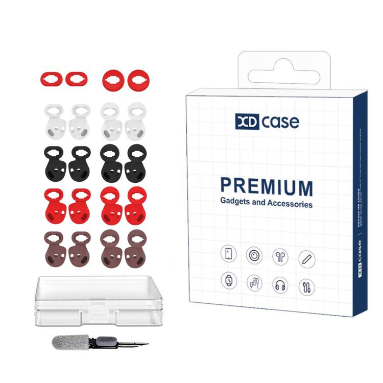 XDcase 10 Pairs Silicone Ear Tips & Ear Hooks Kit, Left & Right S/L Size, Cleaning Brush Color Random, 10 Pairs