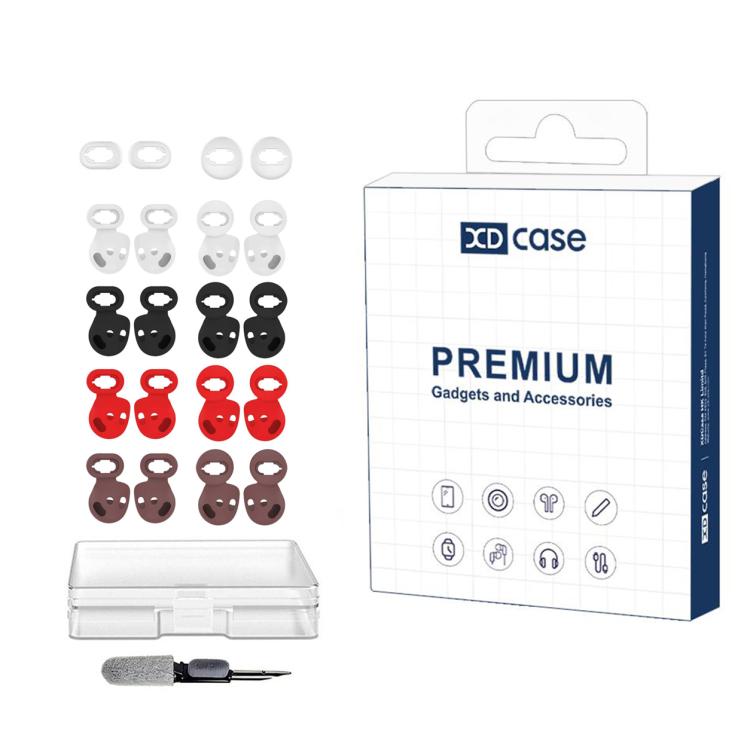 XDcase 10 Pairs Silicone Ear Tips & Ear Hooks Kit, Left & Right S/L Size, Cleaning Brush Color Random, 10 Pairs