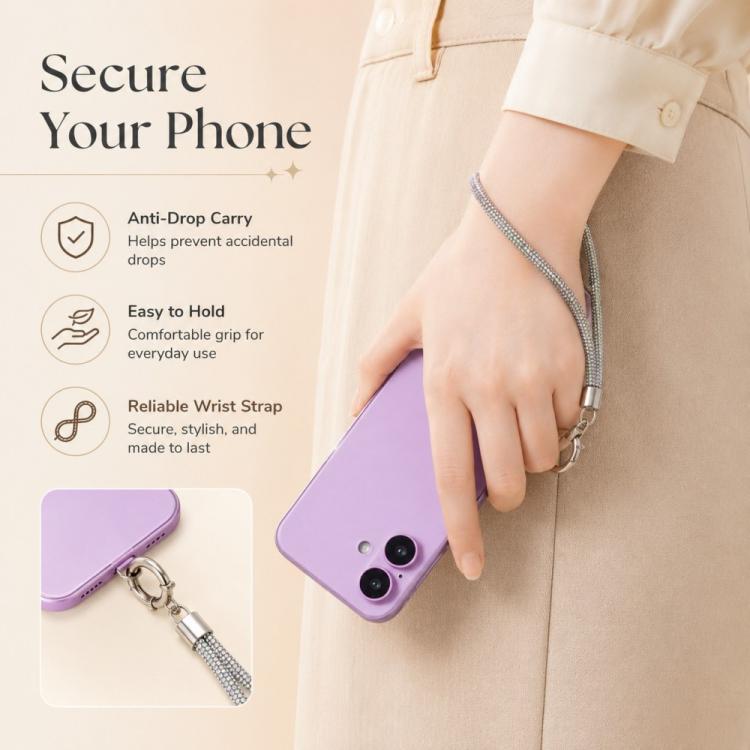 XDcase Keychain Rhinestones Phone Charm Wrist Strap for Women Girls