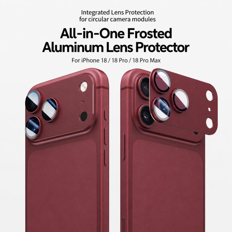 XDcase Armor Full-Coverage Frosted Metal Camera Lens Ring Film, For iPhone 18, For iPhone 18 Pro, For iPhone 18 Pro Max