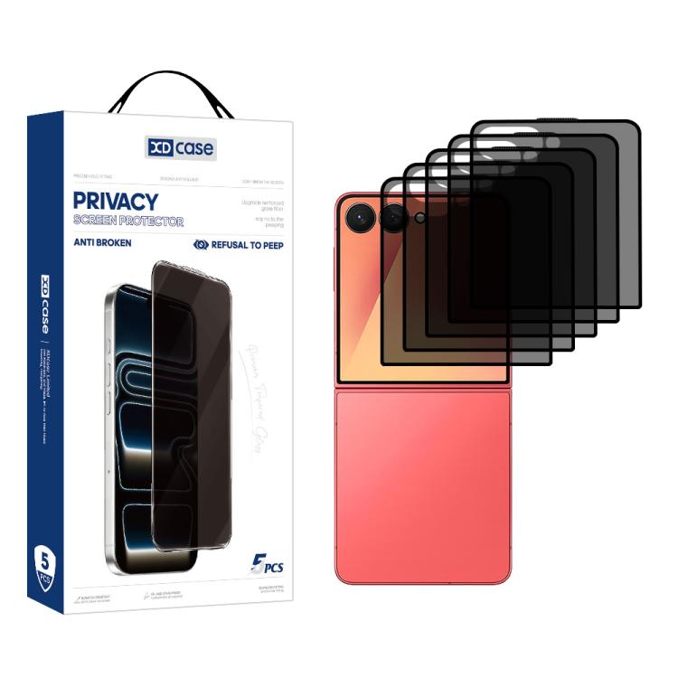 XDcase 5 PCS/Pack Silk Screen Printed Anti-Peep Tempered Glass Screen Protector, For Galaxy Z Fold8 5G Outer Screen, For Galaxy Z Fold8 Ultra 5G Outer Screen, For Galaxy Z Flip8 5G Outer Screen, For Galaxy Z Flip7 5G Outer Screen