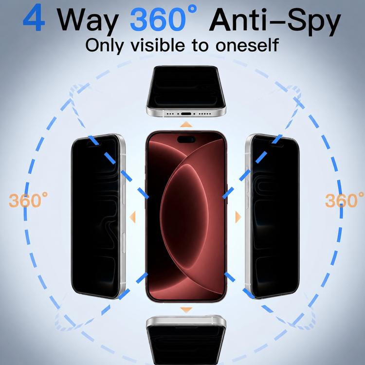 XDcase 5 PCS/Pack Silk-Printed 360 Anti-Spy Tempered Glass Screen Protector, For iPhone 18 Pro, For iPhone 18 Pro Max