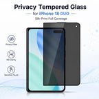 XDcase 2 PCS/Pack Silk-Printed 180 Anti-Spy Tempered Glass Screen Protector, For iPhone Duo Outer Screen, For iPhone 18 Pro, For iPhone 18 Pro Max