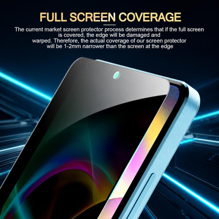 XDcase 2 PCS/Pack Silk-Printed Anti-Spy Tempered Glass Screen Protector Support Fingerprint Unlock, For vivo iQOO 13