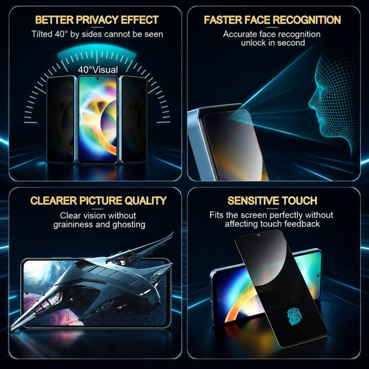 XDcase 2 PCS/Pack Silk-Printed Anti-Spy Tempered Glass Screen Protector Support Fingerprint Unlock, For vivo iQOO 13