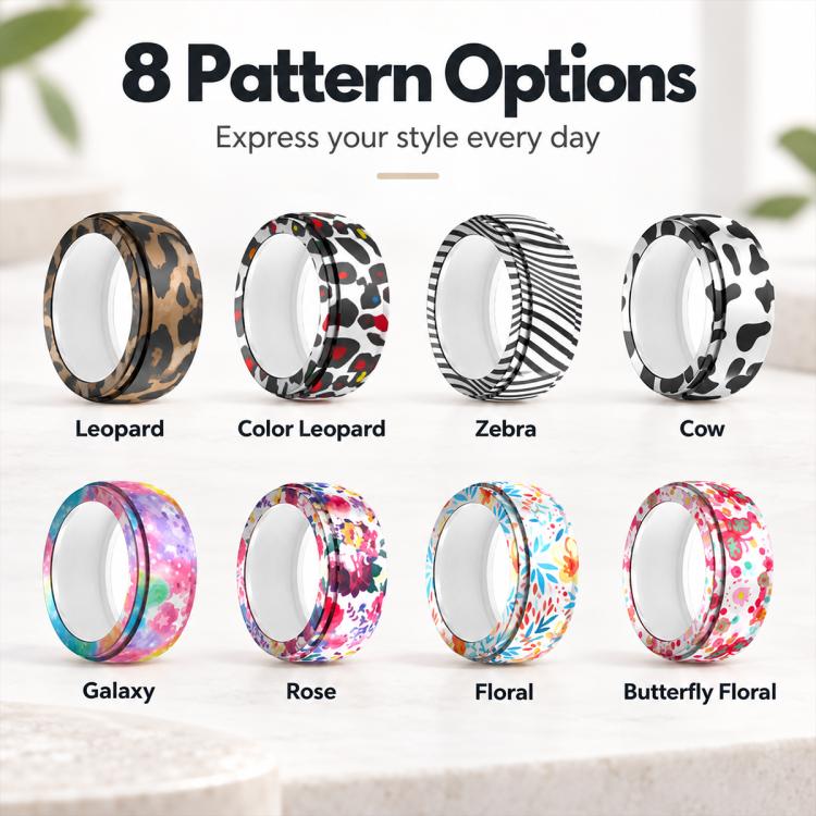 XDcase 4 PCS/Pack Printed Silicone Case for Oura Ring 4 / Gen3 / Galaxy Ring / Ultrahuman Ring AIR, S 5-9, M 10-15