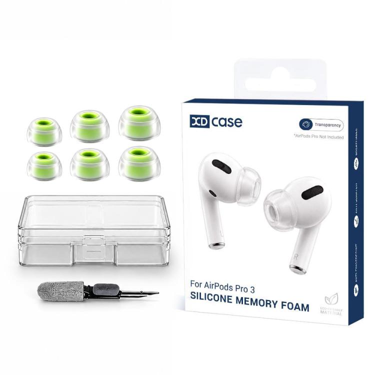 XDcase 3 Pairs Liquid Silicone Memory Foam Ear Tips Kit, S/M/L Size, Cleaning Brush Color Random, For AirPods Pro 3