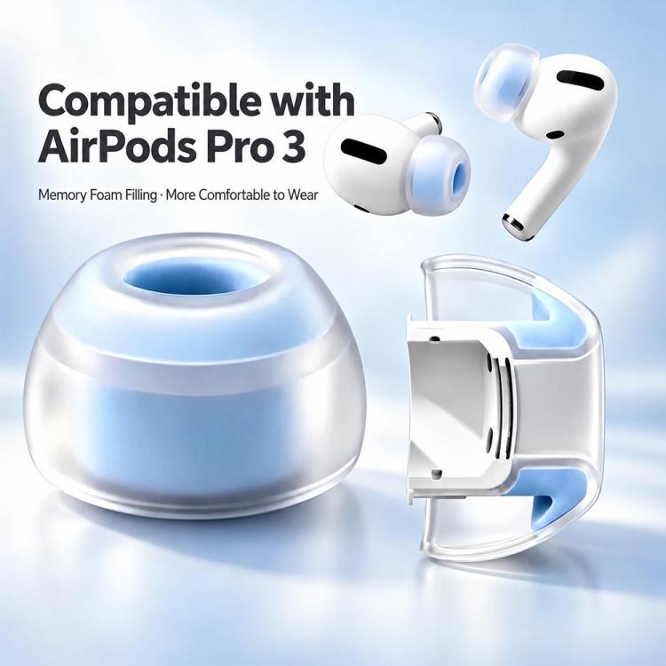 XDcase 3 Pairs Liquid Silicone Memory Foam Ear Tips Kit, S/M/L Size, Cleaning Brush Color Random, For AirPods Pro 3