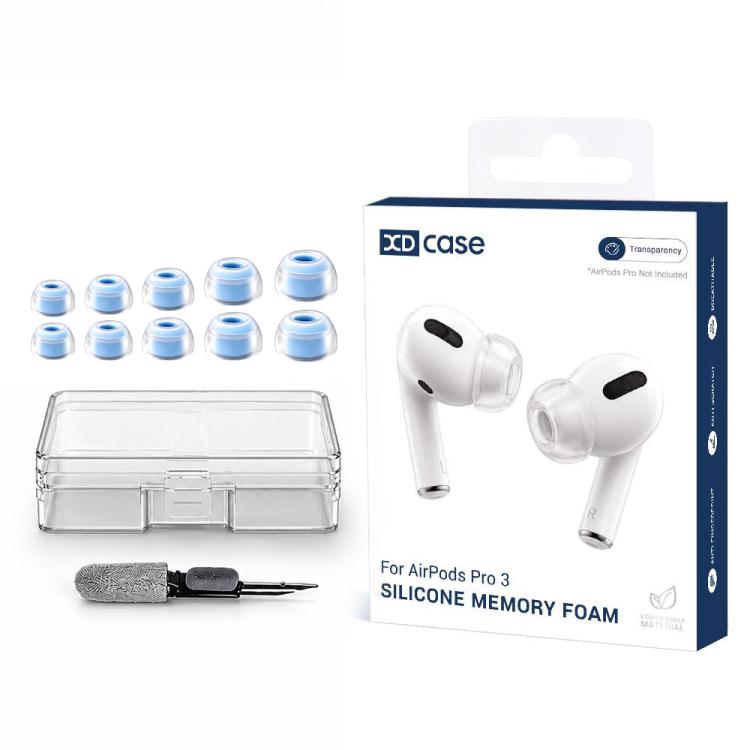 XDcase 5 Pairs Liquid Silicone Memory Foam Ear Tips Kit, XXS/XS/S/M/L Size, Cleaning Brush Color Random, For AirPods Pro 3