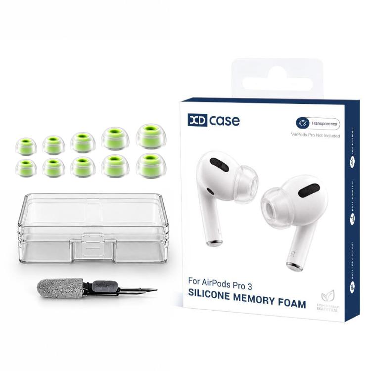 XDcase 5 Pairs Liquid Silicone Memory Foam Ear Tips Kit, XXS/XS/S/M/L Size, Cleaning Brush Color Random, For AirPods Pro 3