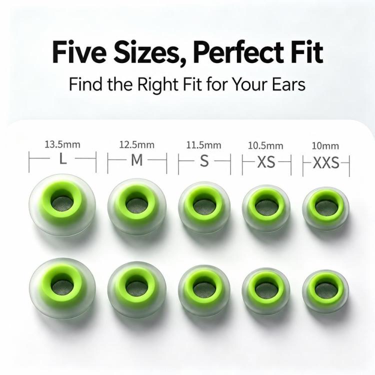 XDcase 5 Pairs Liquid Silicone Memory Foam Ear Tips Kit, XXS/XS/S/M/L Size, Cleaning Brush Color Random, For AirPods Pro 3