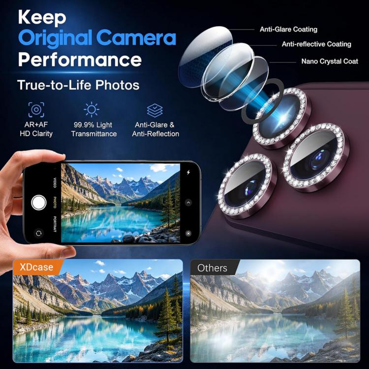 XDcase AF + AR Hawkeye Bling Camera Lens Protector, For iPhone 18 Pro, For iPhone 18 Pro Max