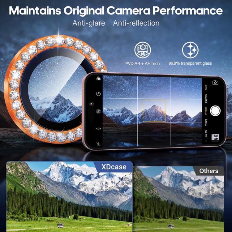 XDcase AF + AR Hawkeye Bling Camera Lens Protector, For iPhone 17 Pro Max, For iPhone 17 Pro