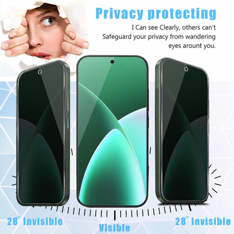 XDcase 2 PCS/Pack Silk-Printed Anti-Spy Tempered Glass Screen Protector Support Fingerprint Unlock, For Xiaomi 18 Pro Max 5G, For Xiaomi 18 Pro 5G