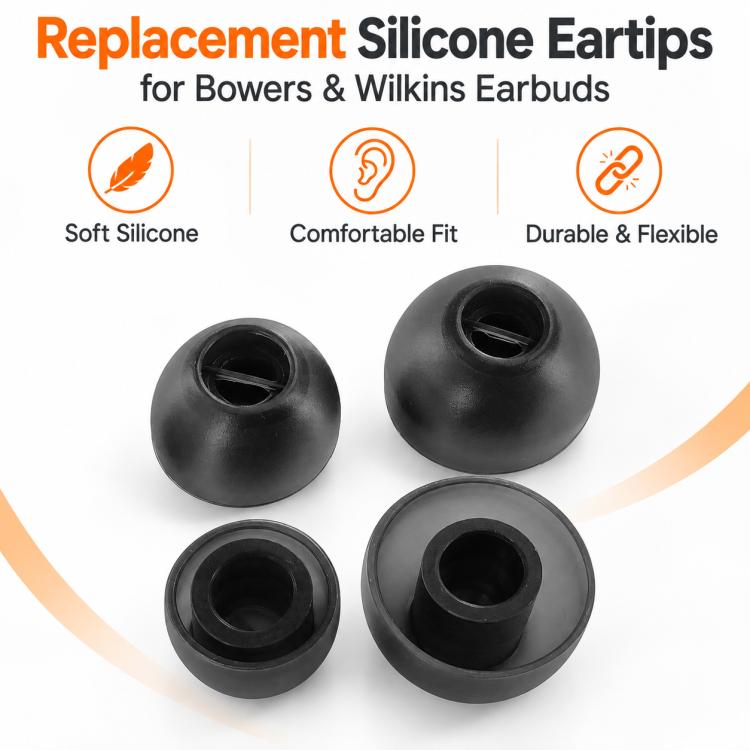 XDcase 3 Pairs Replacement Silicone Ear Tips Kit, S/M/L Size, Cleaning Brush Color Random, For Bowers & Wilkins Pi8 / Pi7 S2