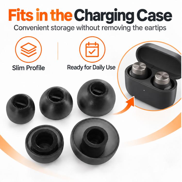 XDcase 3 Pairs Replacement Silicone Ear Tips Kit, S/M/L Size, Cleaning Brush Color Random, For Bowers & Wilkins Pi8 / Pi7 S2