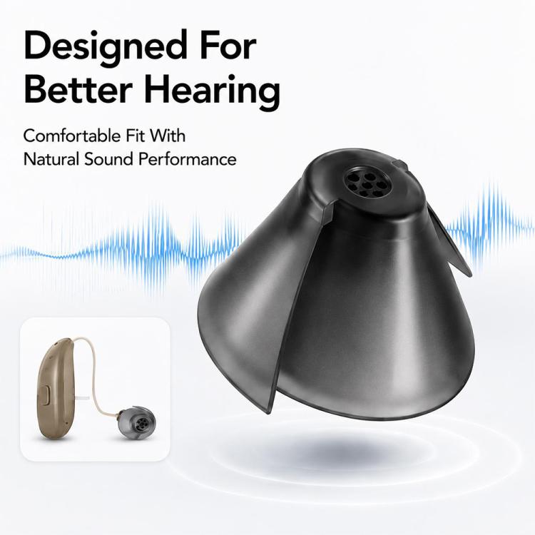 XDcase 10 Pairs Tulip Design Semi-open RIC Hearing Aid Domes Kit, L Size, For Phonak Hearing Aid, L Size Tulip Design