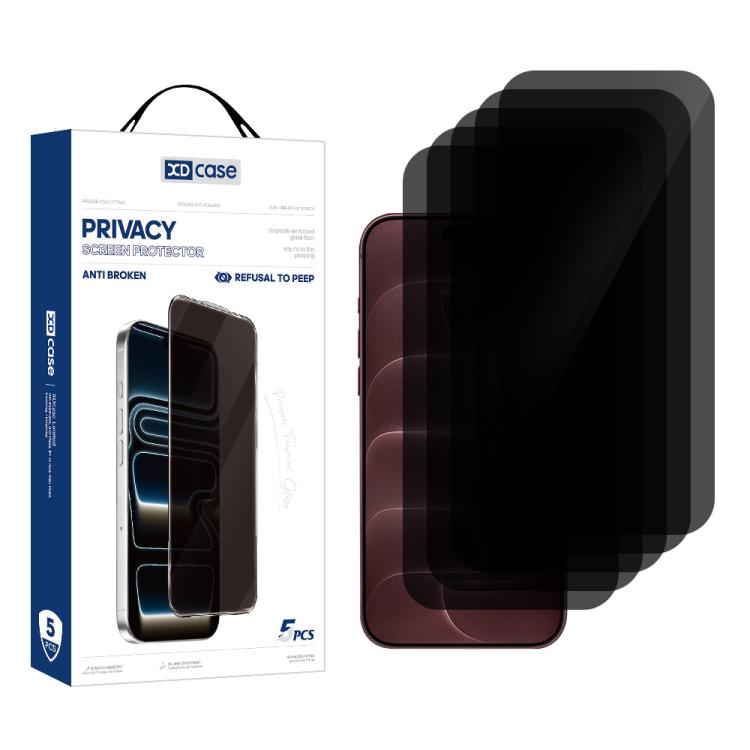 XDcase 5 PCS/Pack Anti-Peep High Alumina Tempered Glass Screen Protector, For iPhone Duo Outer Screen, For iPhone 18 Pro / 17 Pro, For iPhone 18 Pro Max / 17 Pro Max, For iPhone 17e/16e/14/13/13 Pro, For iPhone 17 / 16 Pro, For iPhone Air              ...