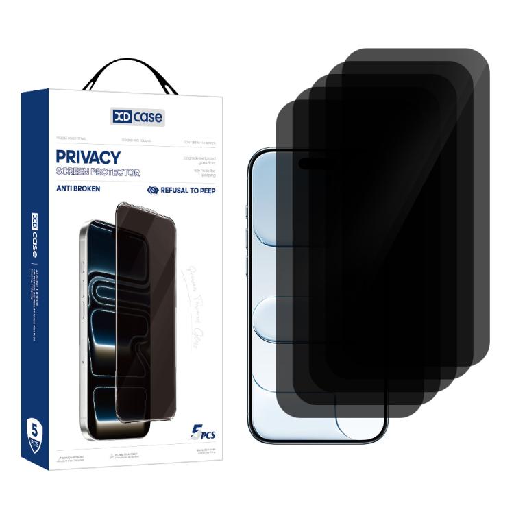 XDcase 5 PCS/Pack Anti-Peep High Alumina Tempered Glass Screen Protector, For iPhone Duo Outer Screen, For iPhone 18 Pro / 17 Pro, For iPhone 18 Pro Max / 17 Pro Max, For iPhone 17e/16e/14/13/13 Pro, For iPhone 17 / 16 Pro, For iPhone Air              ...